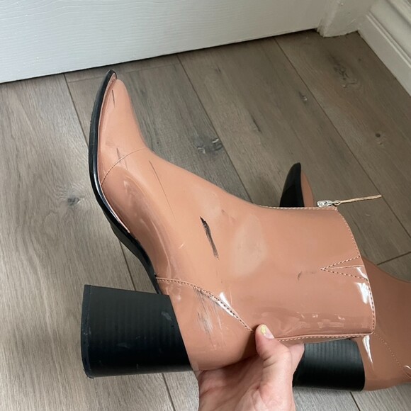 Open Edit Patent Pink Zip heeled ankle Boots - Picture 6 of 12